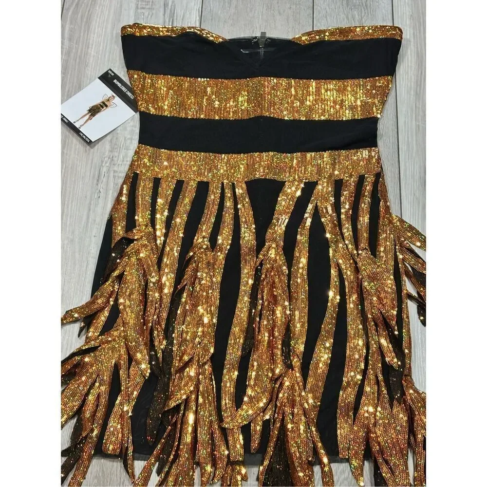 Sequence Queen Bee Dress Costume Dance Theater Cosplay Halloween Adult Size